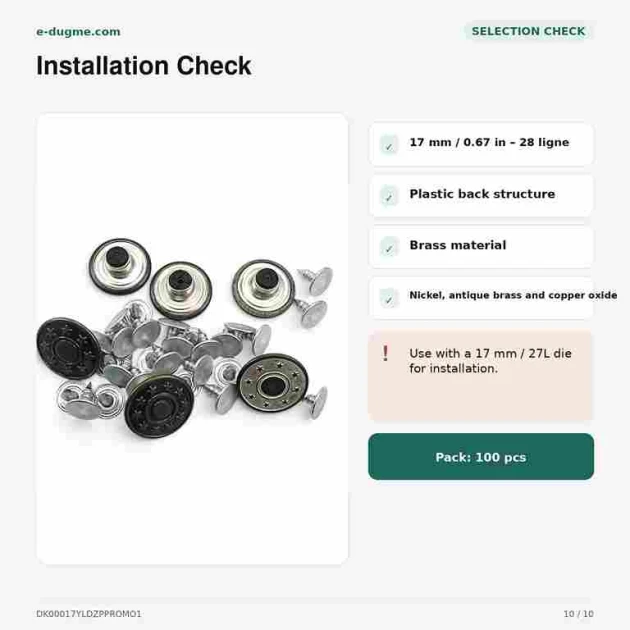 17 mm / 0.67 in Star Logo Jeans Button with Plastic Back, 100 pcs/Pack - Durable and Stylish Fastening for Denim Garments