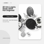20 mm Kot Düğmesi Logolu Siyah Oksit Sabit Çanaklı 50 Adet/Paket DK00020LGLPROMO