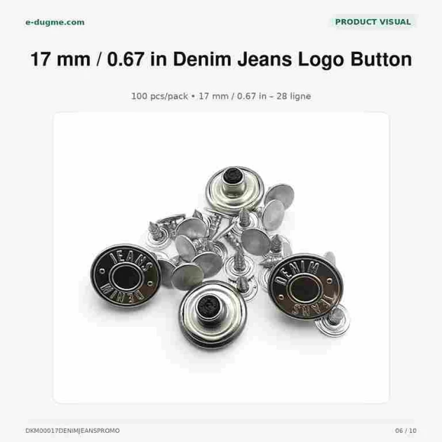 17 mm plastik çanaklı kot düğmesi, denim pantolon ve ceketler için ideal, 75 adet paket