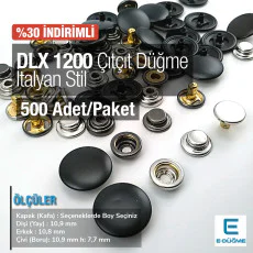 İtalyan Stil Bombeli Mont Çıtçıt Düğme 15 mm Kapaklı - Çıt Çıt Deluxe Serisi 1200 (500 Adet / Paket) DLX001200PROMO