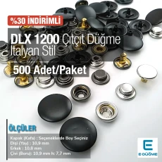 İtalyan Stil Bombeli Mont Çıtçıt Düğme 15 mm Kapaklı - Çıt Çıt Deluxe Serisi 1200 (500 Adet / Paket) DLX001200PROMO