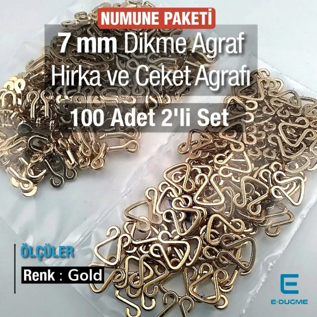 7.5 mm Zamak Metal Sew-On Hook & Eye Closure for Lingerie and Accessories, 100 Pieces