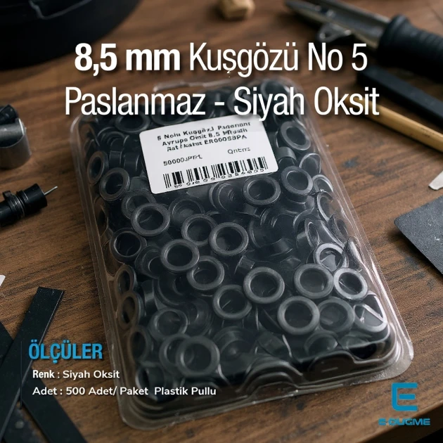 8.5 mm Eyelet 21/64" Black Okside Stainless 500 Pcs/Pack ER0005PPKSO