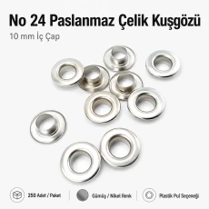 25/64" Eyelet Stainless Steel Free Nickel Inner Diameter 10 mm (250 Pcs/Pack) ER0024PPK