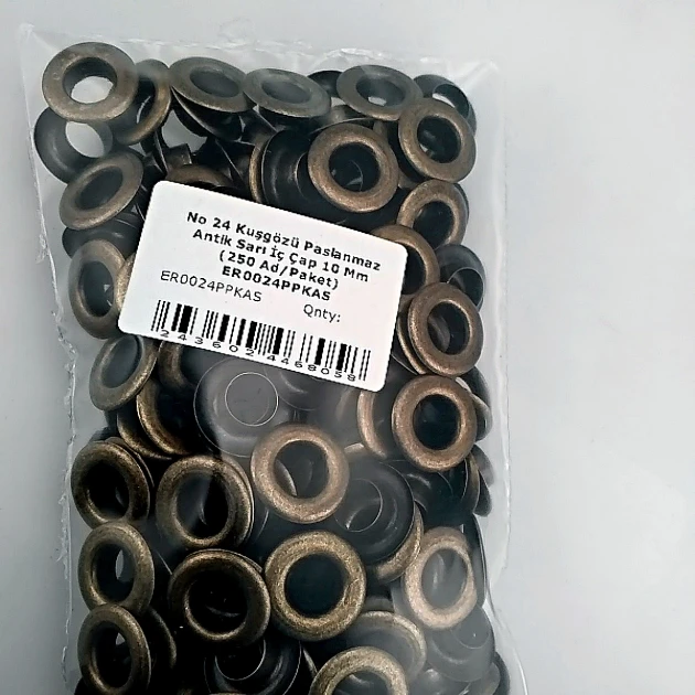 10 mm Eyelet Stainless Steel Antique Brass 25/64" (250 Pcs/Pack) ER0024PPKAS