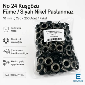 10 mm / 0.39 in Inner Diameter Black Nickel-Tone Stainless Metal Eyelet Capsule, 250 pcs/Pack ER0024PPKBN