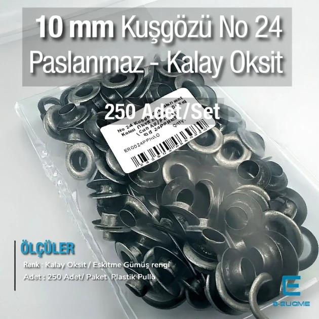 10 mm Eyelet Stainless Steel Old Silver 25/64" (250 Pcs/Pack) ER0024PPKKO