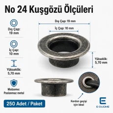 10 mm / 0.39 in Inner Diameter Antique Silver-Tone Stainless Metal Eyelet Capsule, 250 pcs/Pack ER0024PPKKO