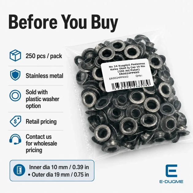 10 mm Antique Silver-Tone Stainless Metal Eyelet Capsule for Apparel and Textile Applications