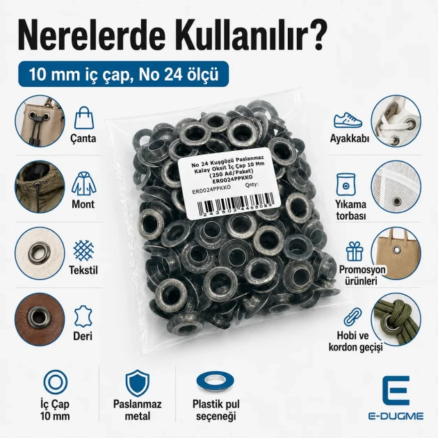 10 mm Antique Silver-Tone Stainless Metal Eyelet Capsule for Apparel and Textile Applications