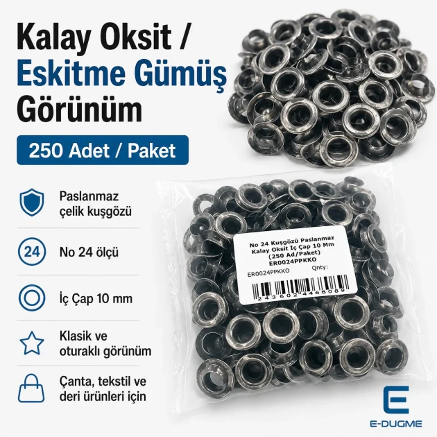 10 mm Antique Silver-Tone Stainless Metal Eyelet Capsule for Apparel and Textile Applications