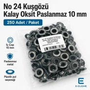 10 mm / 0.39 in Inner Diameter Antique Silver-Tone Stainless Metal Eyelet Capsule, 250 pcs/Pack ER0024PPKKO