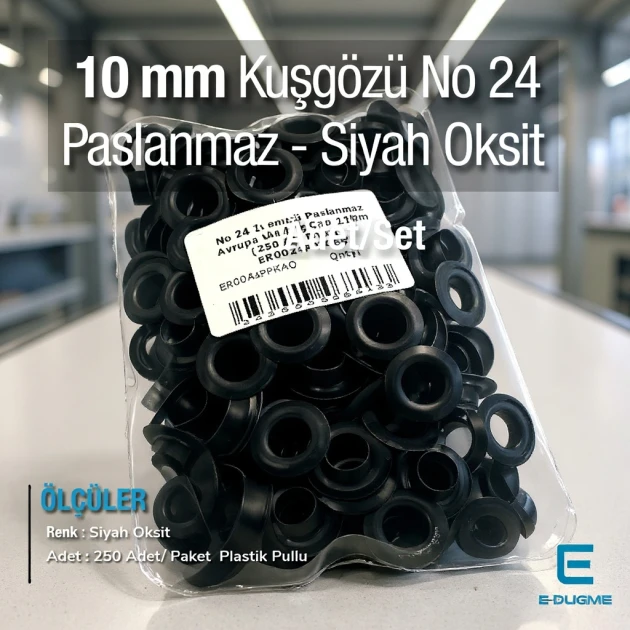 10 mm Eyelet Stainless Steel Black Oxide 25/64" (250 Pcs/Pack) ER0024PPKSO