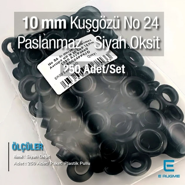 10 mm Eyelet Stainless Steel Black Oxide 25/64" (250 Pcs/Pack) ER0024PPKSO