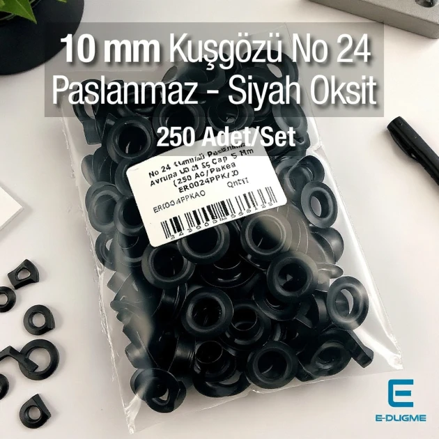 10 mm Eyelet Stainless Steel Black Oxide 25/64" (250 Pcs/Pack) ER0024PPKSO