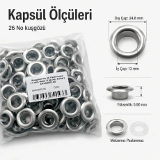 12 mm / 0.47 in Inner Diameter Stainless Metal Eyelet with Metal Washer, 100 pcs/Pack ER0026P100