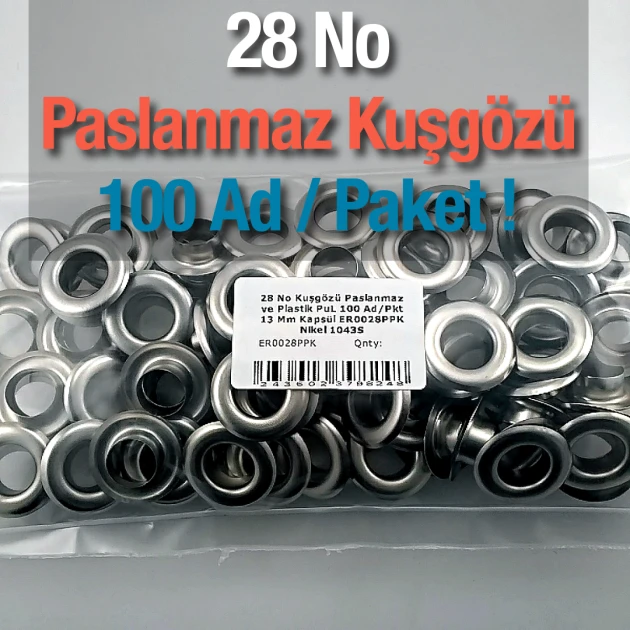 Eyelet No. 28 Stainless Steel 13 mm 100 Pieces / Pack ER0028PPK