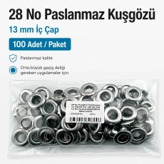 13 mm / 0.51 in Inner Diameter Stainless Metal Eyelet 100 pcs/Pack ER0028PPK