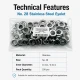 13 mm / 0.51 in Inner Diameter Stainless Metal Eyelet for Leather Goods and Banners, 100 pcs Pack