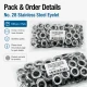 13 mm / 0.51 in Inner Diameter Stainless Metal Eyelet for Leather Goods and Banners, 100 pcs Pack