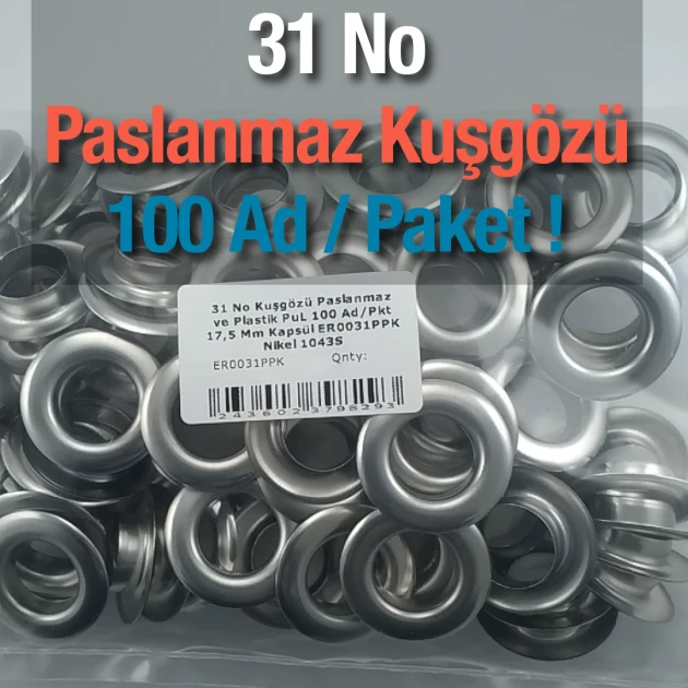 Eyelet 11/16" Stainless 17 mm 100 Ad / Pack ER0031PPK