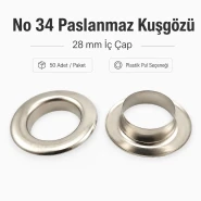 Stainless Steel Eyelet 28 mm / 1.10 in Inner Diameter with Plastic Washer Option, 50 Pieces Pack ER0034PPK