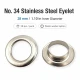 Stainless Steel Eyelet 28 mm / 1.10 in Inner Diameter with Plastic Washer Option, 50 Pieces Pack for Heavy-Duty Applications
