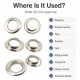 Stainless Steel Eyelet 28 mm / 1.10 in Inner Diameter with Plastic Washer Option, 50 Pieces Pack for Heavy-Duty Applications