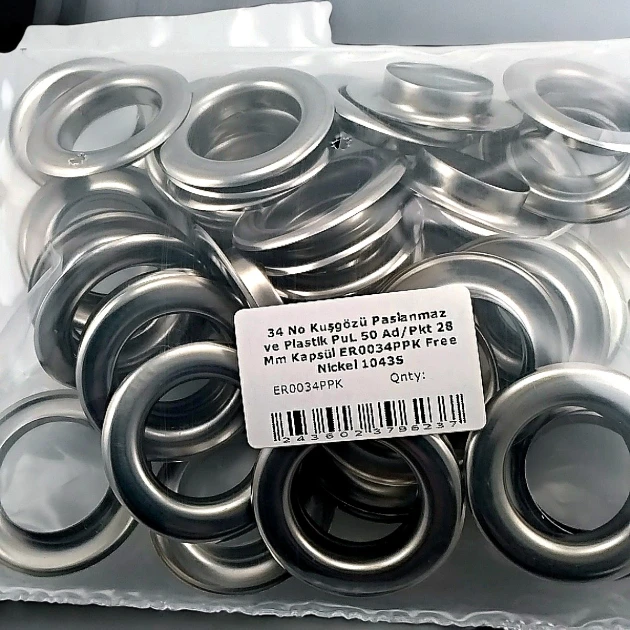 Eyelet No. 34 Stainless Steel 28 mm 50 Pieces / Pack ER0034PPK