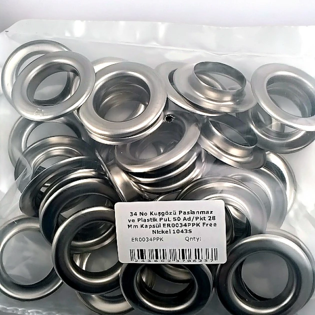 Eyelet No. 34 Stainless Steel 28 mm 50 Pieces / Pack ER0034PPK