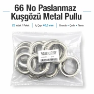 66 No Paslanmaz Kuşgözü Metal Pullu 25 Adet Paket ER0066PPK