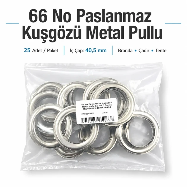 Stainless Steel Eyelet with Metal Washer 40.5 mm / 1.59 in Inner Diameter, 25 Pieces Pack for heavy-duty applications in