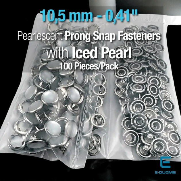 Frosted Pearlescent Snap Fastener, 10.5 mm Stainless Steel, 100 Pieces/Pack ERBCLK0008BBSD
