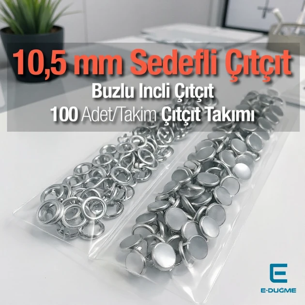 Buzlu Sedefli Kapaklı Klikıt Çıtçıt  10,5 mm  Paslanmaz 100 Ad/Paket ERBCLK0008BBSD