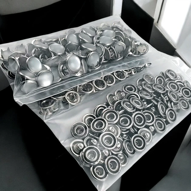 Frosted Pearlescent Snap Fastener, 10.5 mm Stainless Steel, 100 Pieces/Pack ERBCLK0008BBSD