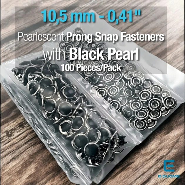 Sedefli Çıtçıt  Siyah İncili 10,5 mm  Paslanmaz 100 Ad/Paket ERBCLK0008SSD