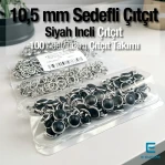 Sedefli Çıtçıt  Siyah İncili 10,5 mm  Paslanmaz 100 Ad/Paket ERBCLK0008SSD