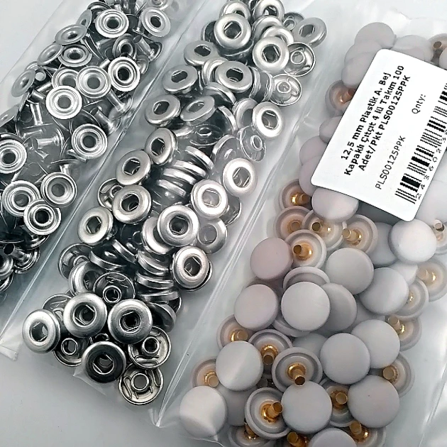 Çıtçıt Takımı 12,5 mm Açık Bej Plastik Kapaklı 100 adet/pkt ERC00125PLABej