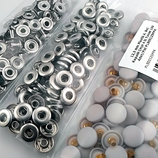 Çıtçıt Takımı 12,5 mm Açık Bej Plastik Kapaklı 100 adet/pkt ERC00125PLABej