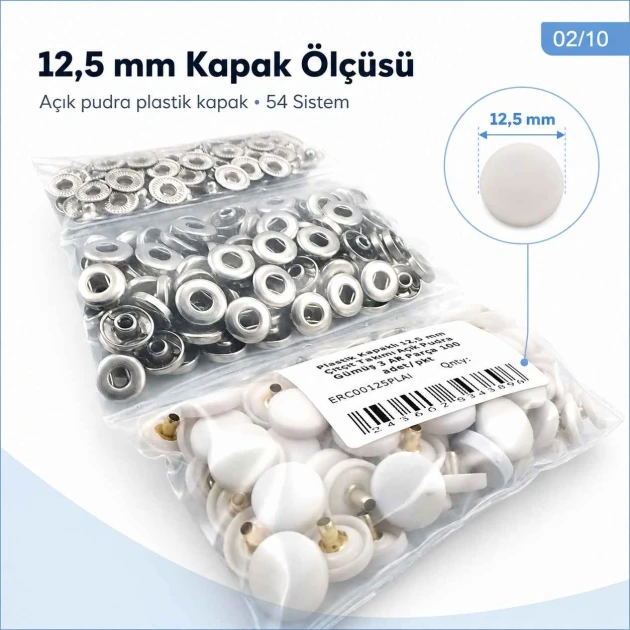12.5 mm / 0.49 in Light Powder Pink Plastic-Capped Snap Fastener for babywear and lightweight textiles