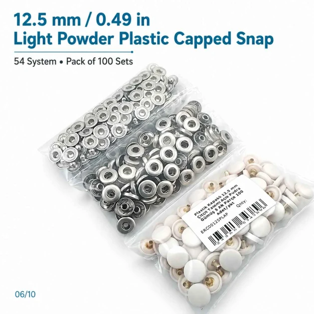 12.5 mm / 0.49 in Light Powder Pink Plastic-Capped Snap Fastener for babywear and lightweight textiles