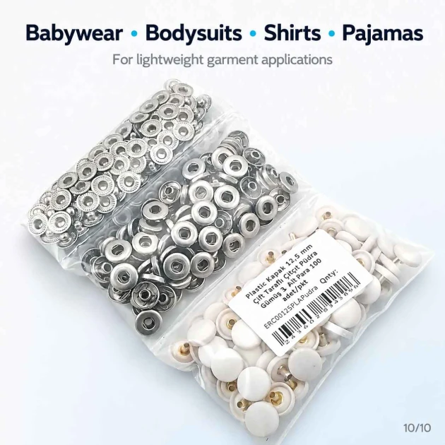 12.5 mm / 0.49 in Light Powder Pink Plastic-Capped Snap Fastener for babywear and lightweight textiles