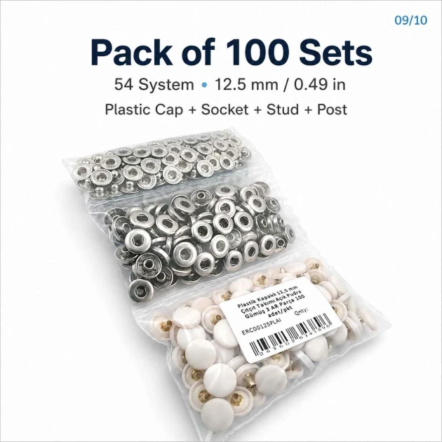 12.5 mm / 0.49 in Light Powder Pink Plastic-Capped Snap Fastener for babywear and lightweight textiles