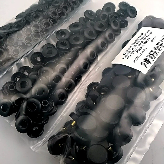 Snap Fastener Set 12.5 mm- 0,49" Black Plastic Cover 100 pieces/pack ERC00125PLBlack