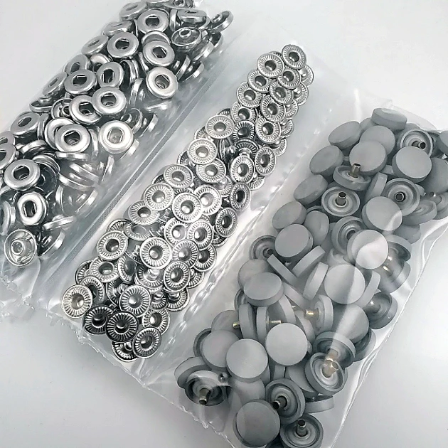 Plastik Kapaklı 12,5 mm Çıtçıt Takımı Gri - Gümüş 3 Alt Parça 100 adet/pkt ERC00125PLGri