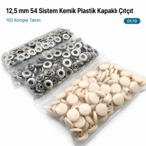 12,5 mm 54 Sistem Kemik Plastik Kapaklı Çıtçıt 100 Takım ERC00125PLKemik