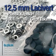 Snap Fastener Set with12.5 mm - 0,49" Navy blue Plastic Cap - Silver 3 Bottom Pieces 100 pieces/pack ERC00125PLLaci
