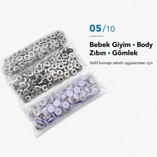12.5 mm / 0.49 in Lilac Plastic Capped Snap Fastener for Babywear and Children's Apparel