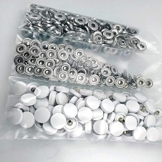 Plastik Kapaklı 12,5 mm Çıtçıt Takımı Optik Beyaz - Gümüş 3 Alt Parça 100 adet/pkt ERC00125PLOBeyaz