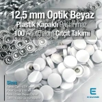 Plastik Kapaklı 12,5 mm Çıtçıt Takımı Optik Beyaz - Gümüş 3 Alt Parça 100 adet/pkt ERC00125PLOBeyaz
